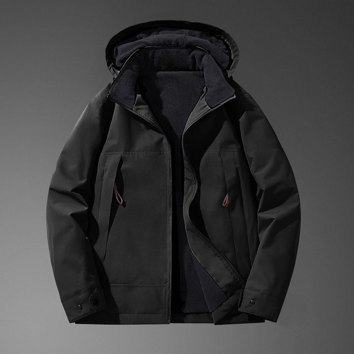 Herren Softshell-Übergangsjacke mit wärmendem Fleece-Innenfutter und Kapuze Drune