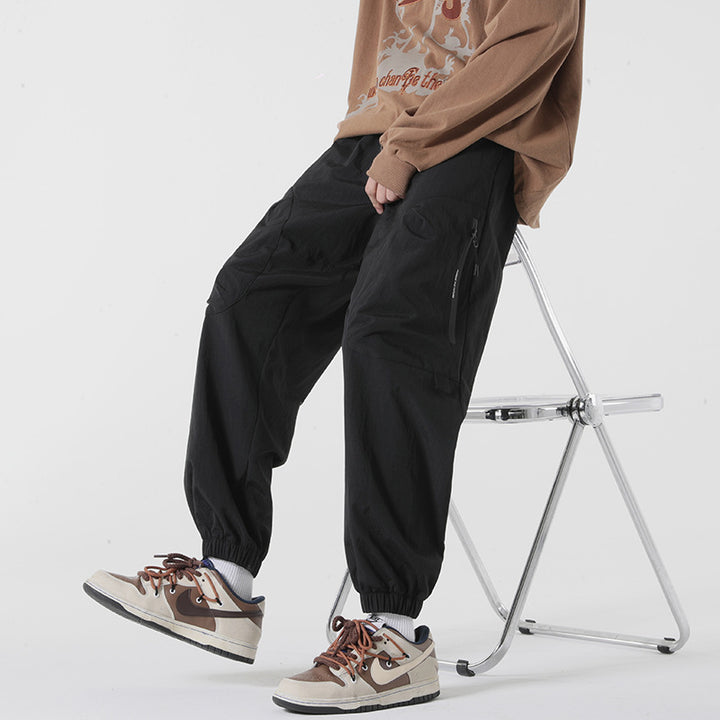 Herren Baggy-Tech-Cargo-Hose mit Ripstop‑Nylon, Knieabnähern & elastischem Bündchen Drune