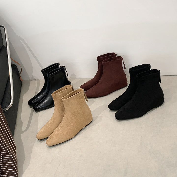 Damen Schlanke Ankle‑Boots mit elastischem Schaft und rückseitigem Reißverschluss Drune