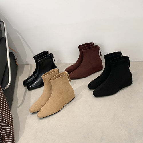 Damen Schlanke Ankle‑Boots mit elastischem Schaft und rückseitigem Reißverschluss Drune