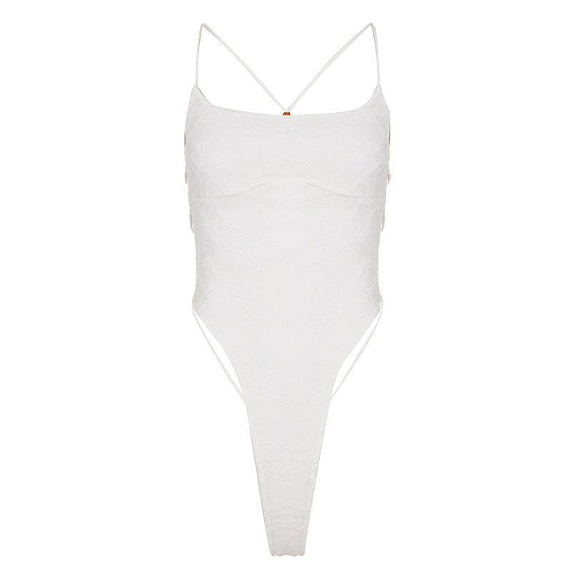 Damen Eleganter Body mit Spitzenmuster Drune