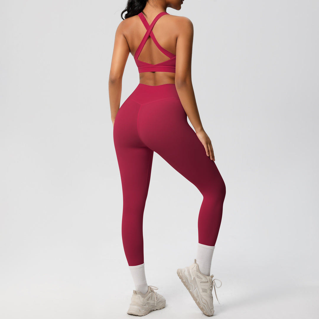 Damen Sport-BH und hochleistungs Leggings Set mit atmungsaktivem Design Drune