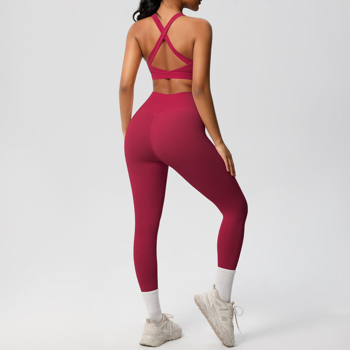 Damen Sport-BH und hochleistungs Leggings Set mit atmungsaktivem Design Drune