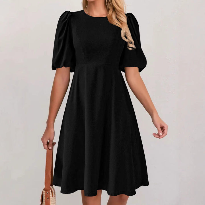 Damen A-Linien Kleid mit voluminösen Puffärmeln Drune