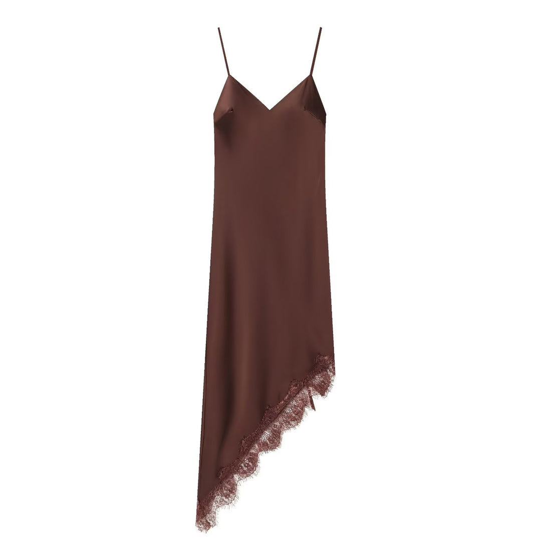 Damen Satin Nachthemd mit elegantem Spitzenbesatz Drune