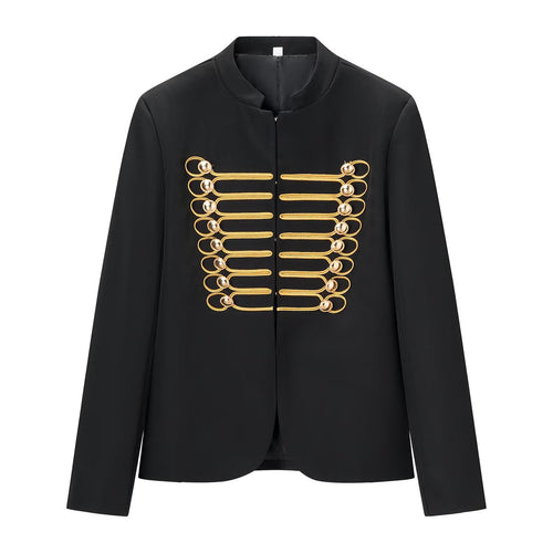 Damen Militärinspirierter Kurzblazer mit Stehkragen und goldener Passementerie Drune