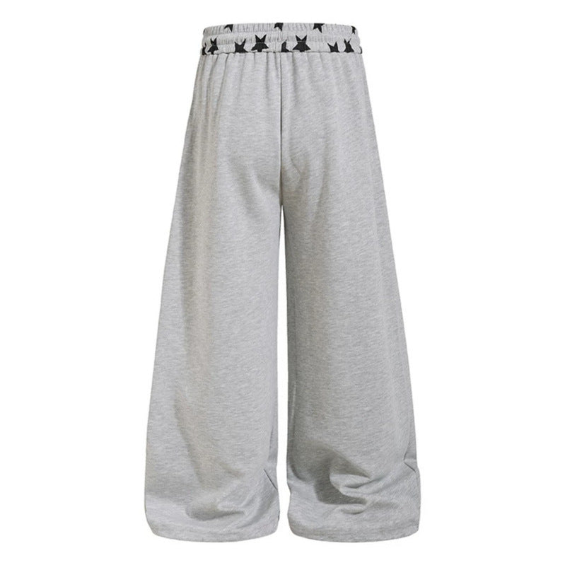 Damen Extraweite Palazzo-Sweathose mit Komfortbund, Kordelzug und Sternapplikation Drune