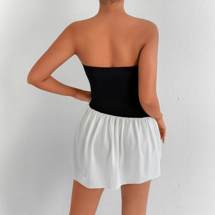 Damen Bandeau Kleid mit fließendem Rock Drune
