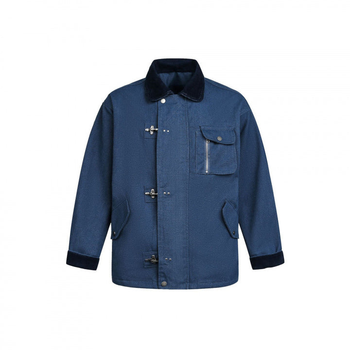 Herren Utility-Jacke mit Knebelverschlüssen, Cordkragen und Mehrfachtaschen Drune