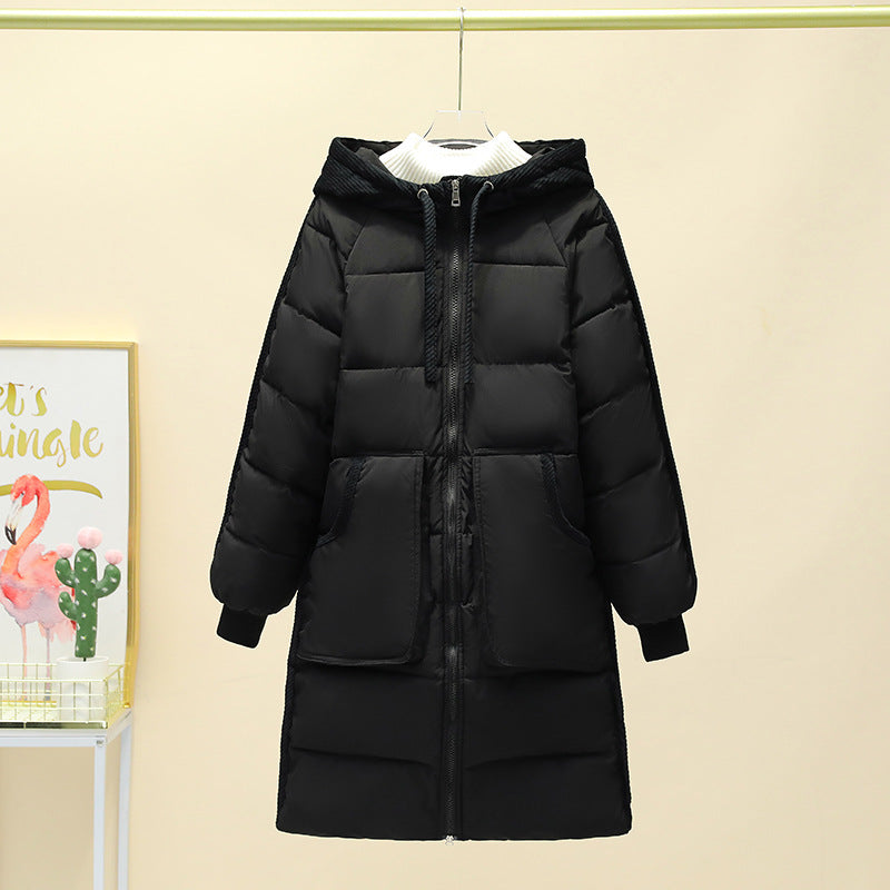 Damen Langer isolierter Pufferparka mit abnehmbarer Kapuze und großen Taschen Drune
