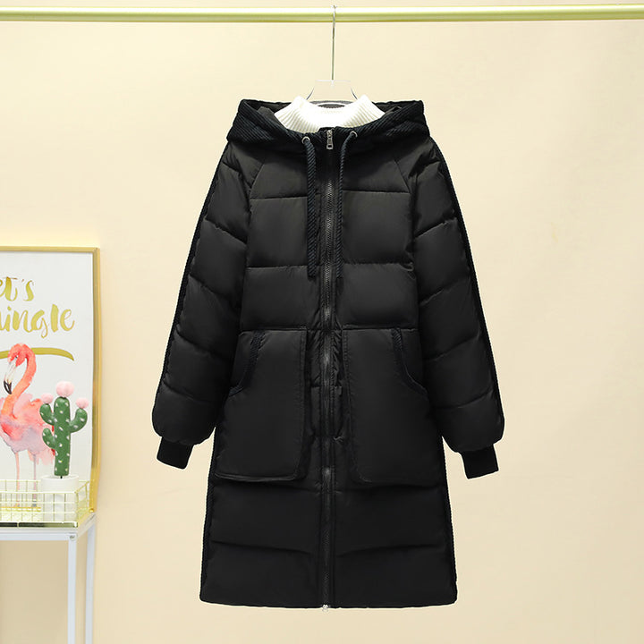Damen Langer isolierter Pufferparka mit abnehmbarer Kapuze und großen Taschen Drune