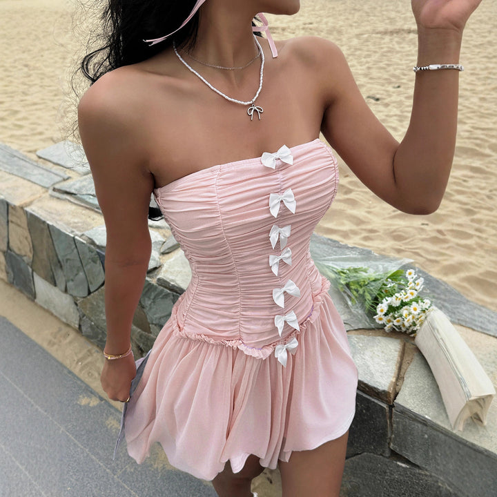 Damen romantisches Corsage-Kleid mit bezaubernden Rüschendetails Drune