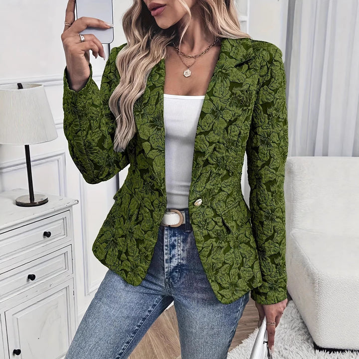 Damen Taillierter Jacquard-Blazer mit floralem Reliefmuster Drune