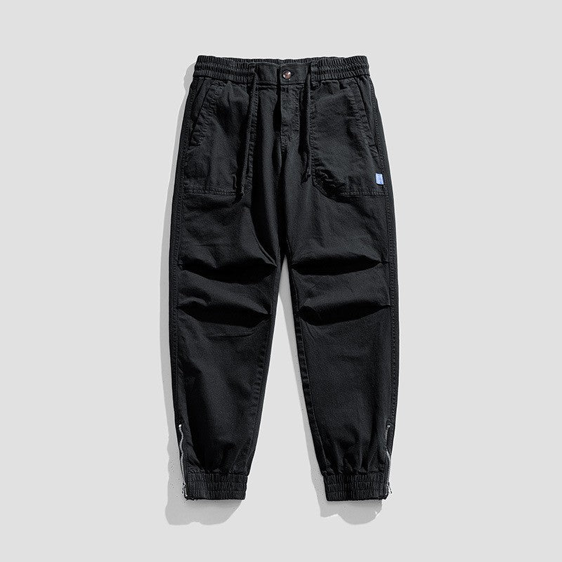 Herren Relaxed-Fit Canvas-Cargo-Jogger mit elastischem Tunnelzugbund, aufgesetzten Fronttaschen und Reißverschluss-Bündchen Drune