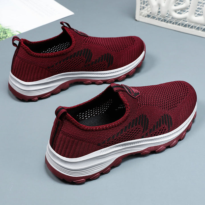 Damen nan leichter atmungsaktiver Strick-Slip-On Sneaker mit stoßdämpfender EVA-Zwischensohle und griffiger Profilaußensohle Drune