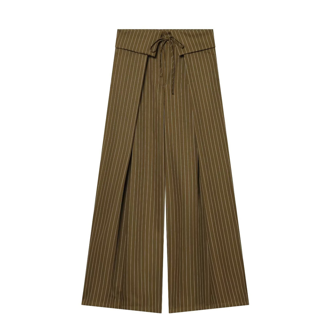 Damen Weite Highwaist-Palazzohose mit Wickel-Front und Taillenschnürung Drune