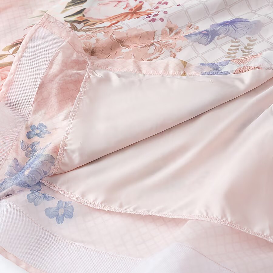 Damen Maxikleid mit Rüschenkragen, transparentem Chiffon-Overlay und taillierter Knopfleiste Drune