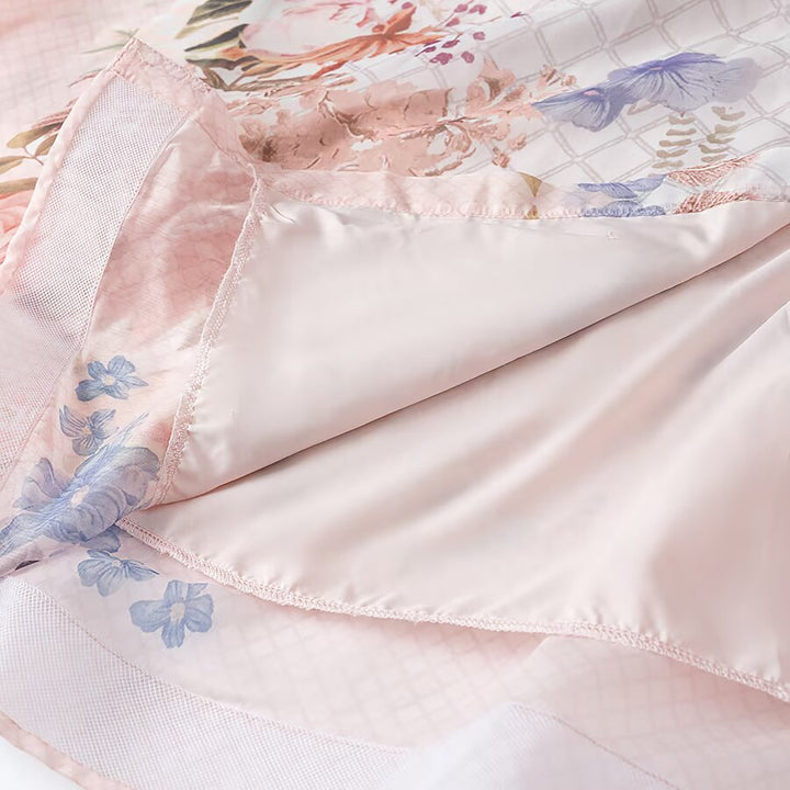 Damen Maxikleid mit Rüschenkragen, transparentem Chiffon-Overlay und taillierter Knopfleiste Drune