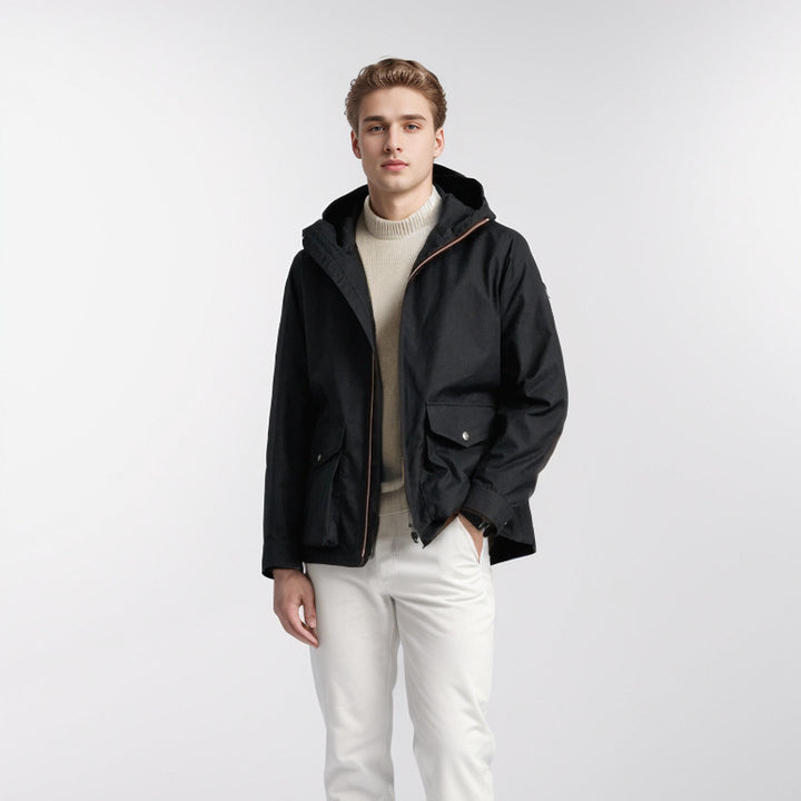 Herren strapazierfähige Multifunktionsjacke mit verstellbarem Kapuzenkragen und großzügigen Taschen Drune