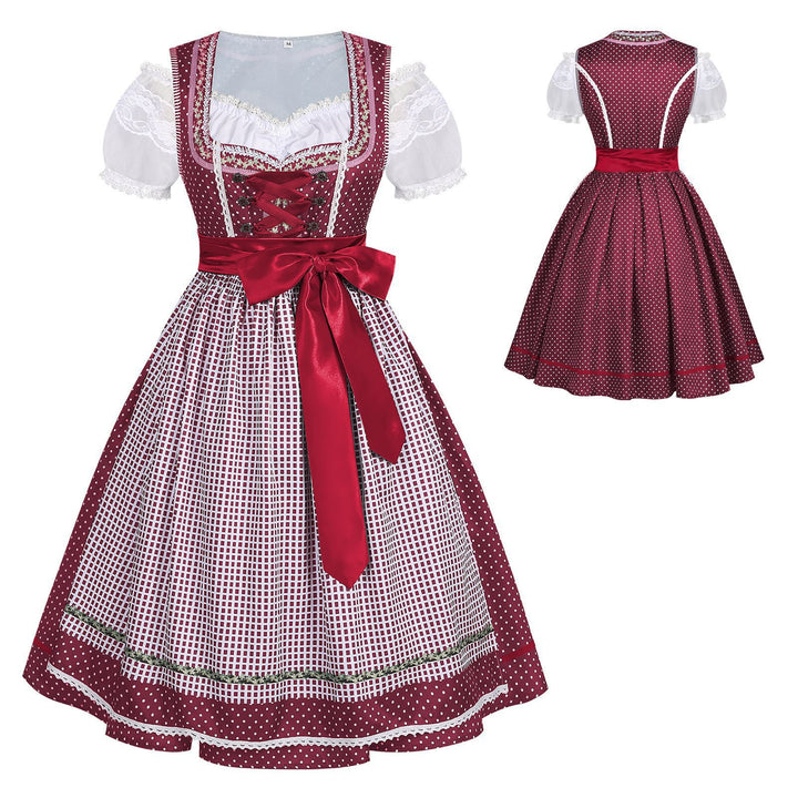 Damen nan traditionelles Dirndlkleid mit Schnürung und abnehmbarer Schürze Drune