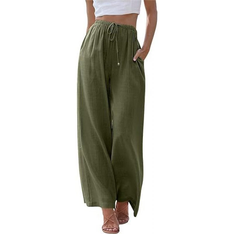 Damen Weite Palazzo-Hose mit elastischem Bund und seitlichen Taschen Drune