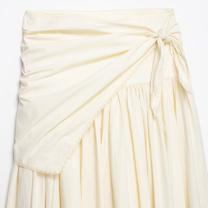 Damen Maxirock mit Wickeldetail und Spitzenbesatz Drune