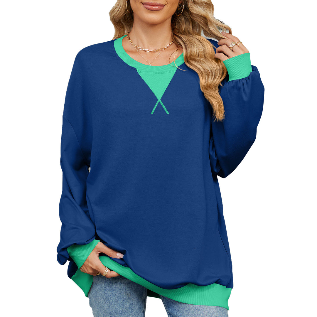 Damen lässiges Oversized Sweatshirt mit modernem V-Ausschnitt und eleganten Ärmelbündchen Drune