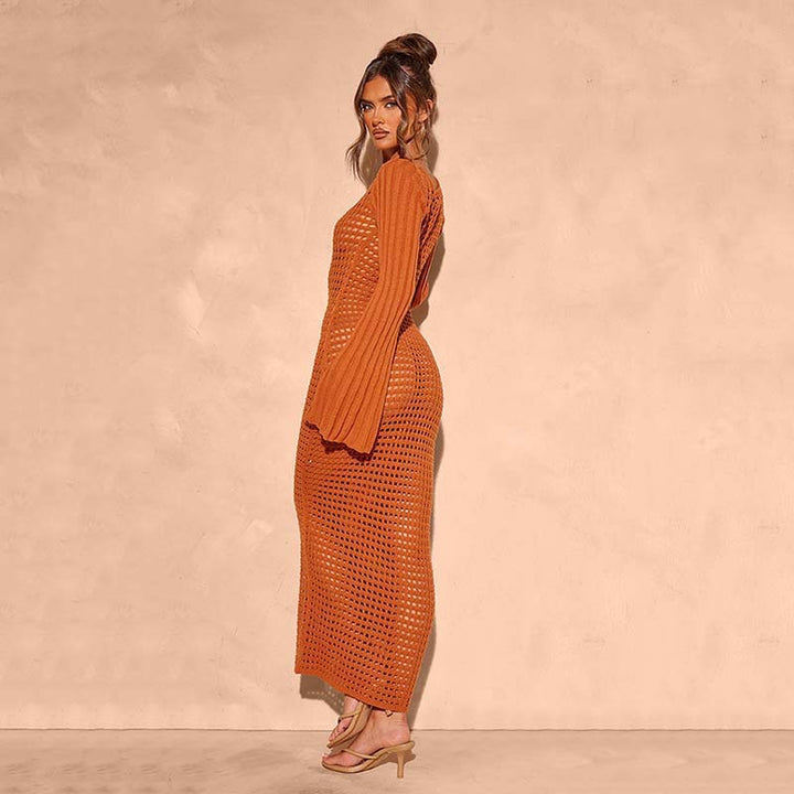 Damen figurbetontes Netzkleid mit raffiniertem Muster Drune