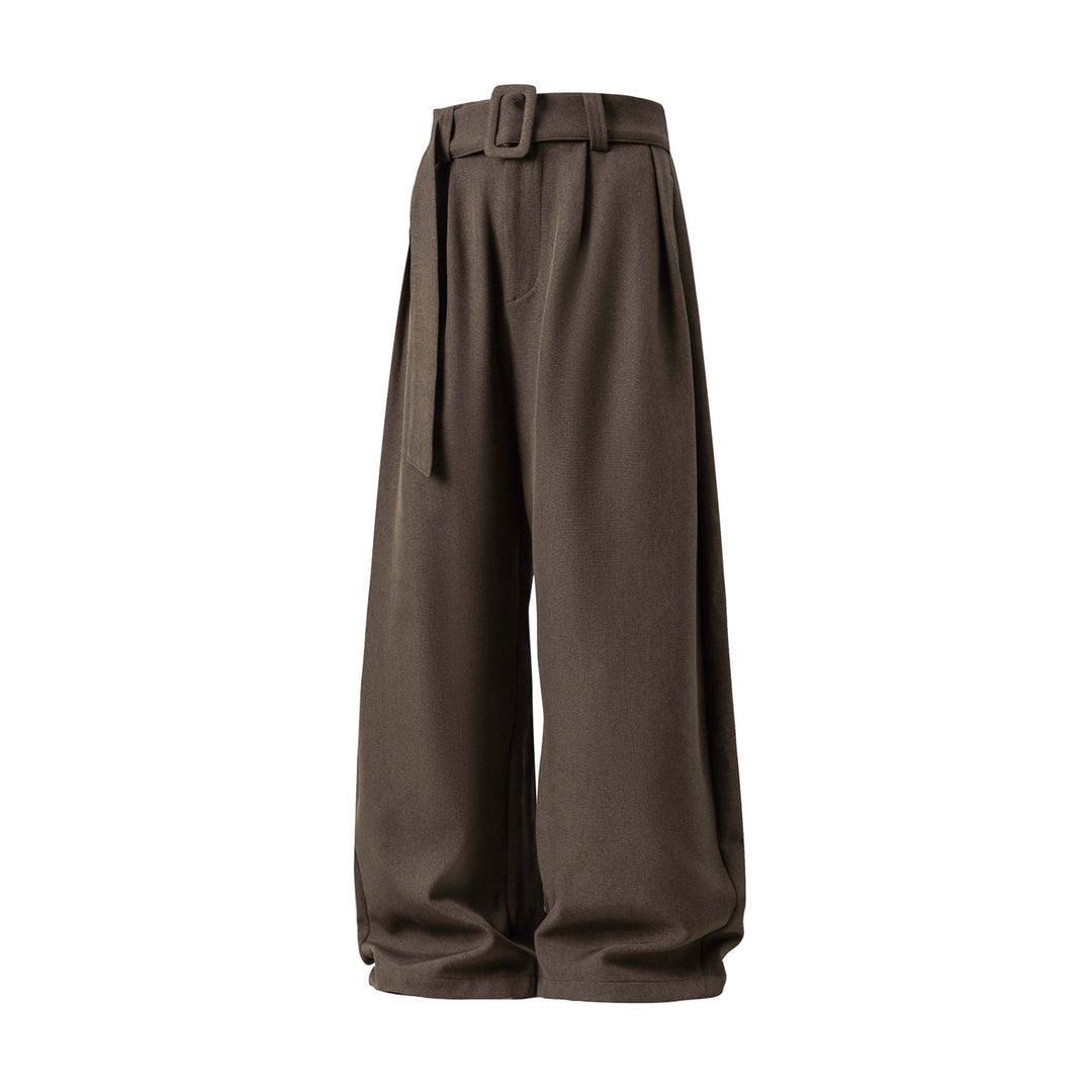 Damen Weite High-Waist Palazzo-Hose mit Bundfalten und Bindegürtel Drune