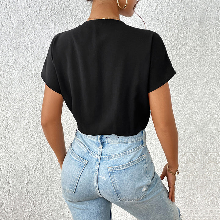 Damen Bodysuit mit lässigem V-Ausschnitt und elastischem Bund Drune