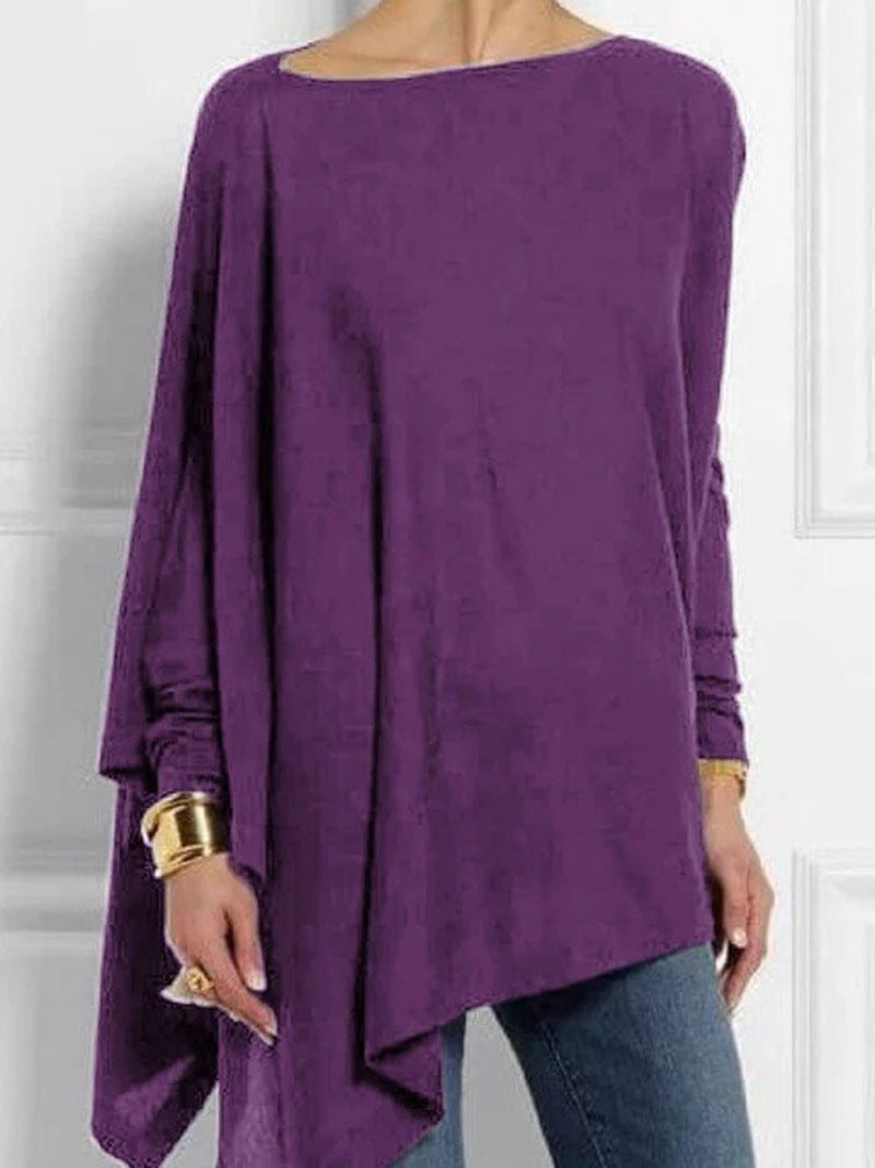 Damen nan drapierte Oversize-Tunika mit schrägem Zipfelsaum und weiten Fledermausärmeln Drune