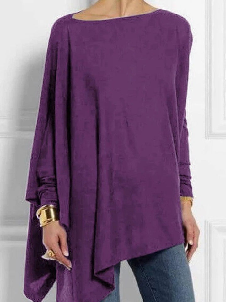 Damen nan drapierte Oversize-Tunika mit schrägem Zipfelsaum und weiten Fledermausärmeln Drune