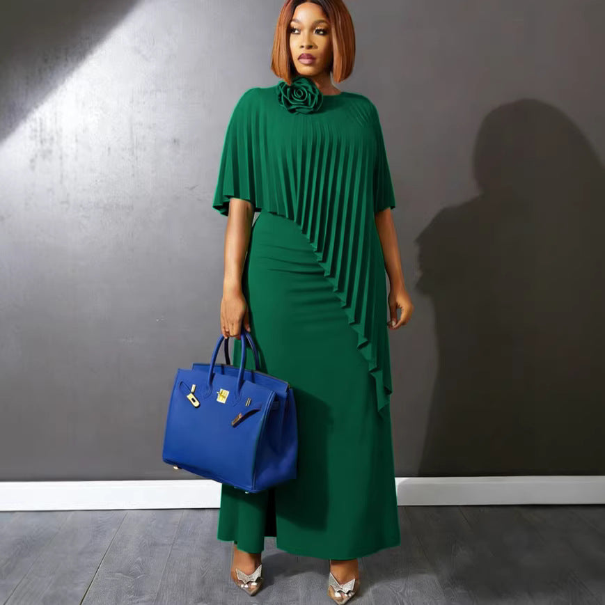 Damen ärmelloses Maxi-Kleid mit elegantem Faltenverlauf Drune
