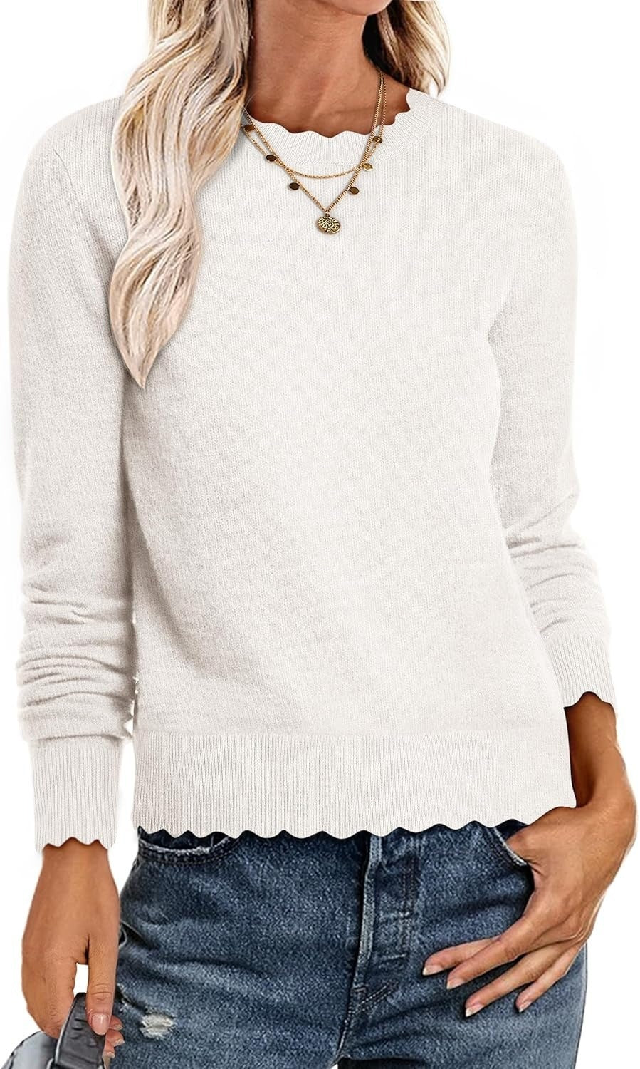 Damen Sweater mit Wellenkante Drune