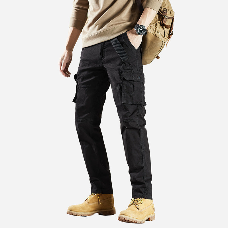 Herren Multifunktionale Canvas‑Cargo‑Hose mit Kniefalten und Mehrfach‑Taschen Drune