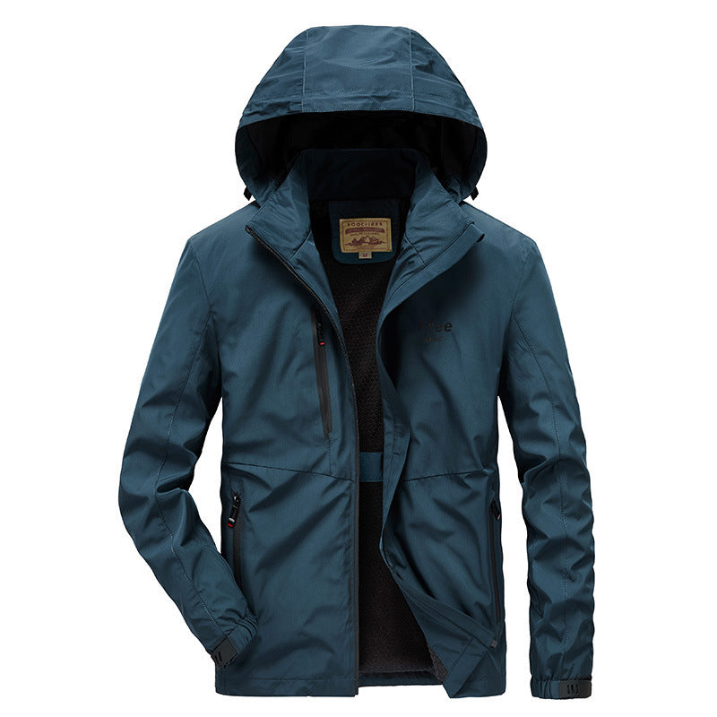 Herren Wasserfeste Softshelljacke mit Kapuze und Fleecefutter, winddicht und atmungsaktiv Drune