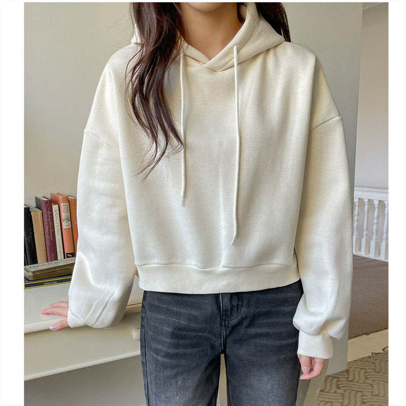 Damen lässiger cropped Hoodie mit voluminösen Ärmeln Drune