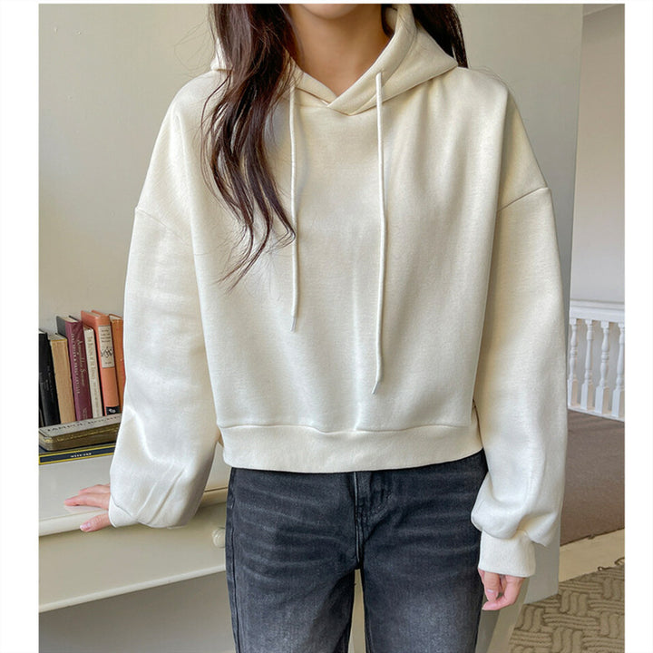 Damen lässiger cropped Hoodie mit voluminösen Ärmeln Drune