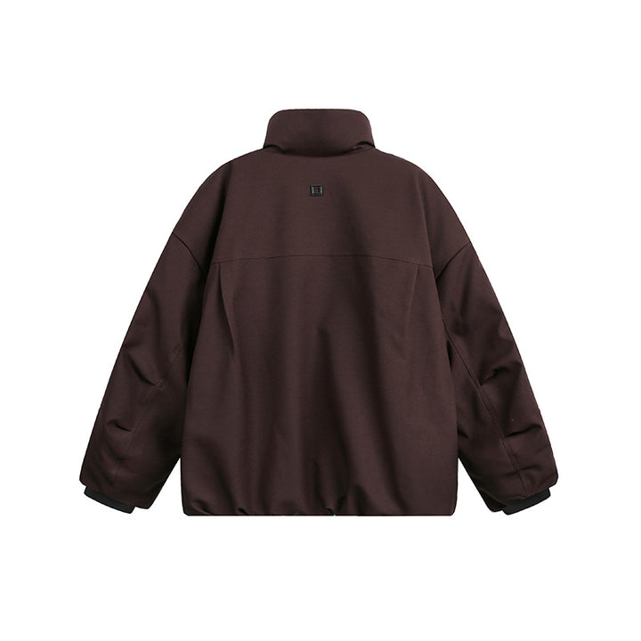 Unisex Weit geschnittene Utility-Fleecejacke mit Stehkragen und mehreren Reißverschlusstaschen Drune