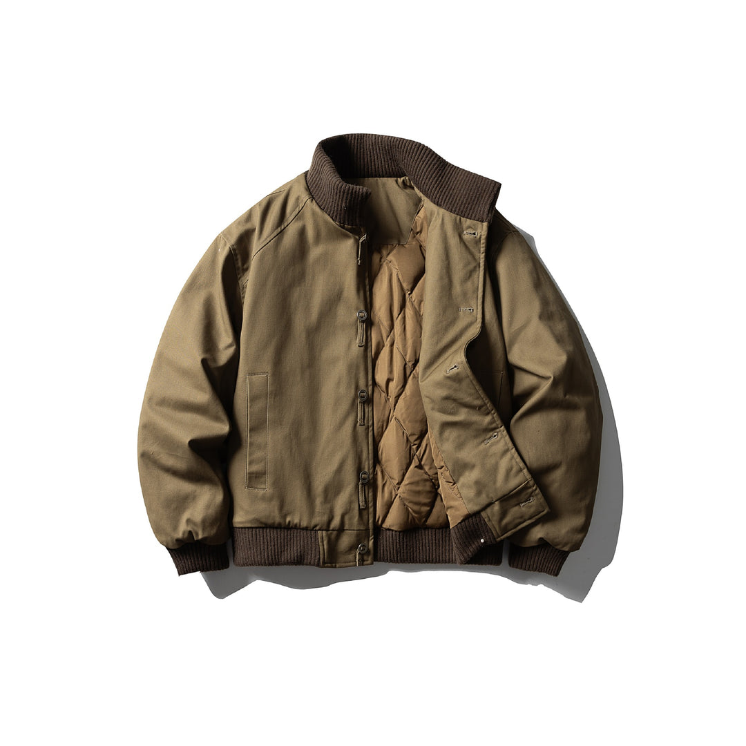 Herren Canvas-Bomberjacke mit Rippsaum und hohem Stehkragen Drune