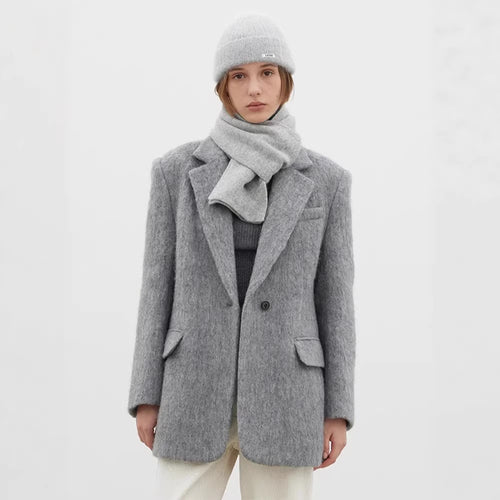 Damen Eleganter und kuscheliger Wollblazer mit modernem Schnitt Drune