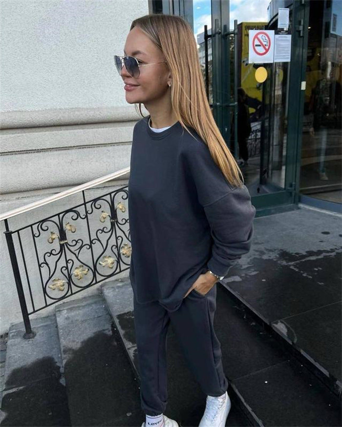 Damen kuscheliges oversized Sweatshirt und Jogginghose Set aus French Terry Drune