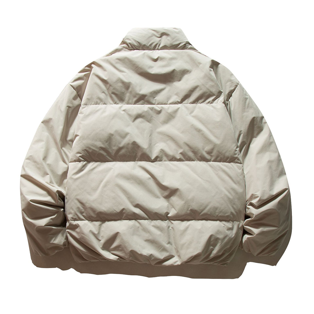 Unisex Kurz geschnittene Boxy-Isolationsjacke mit hohem Stehkragen und Reißverschluss-Taschen Drune