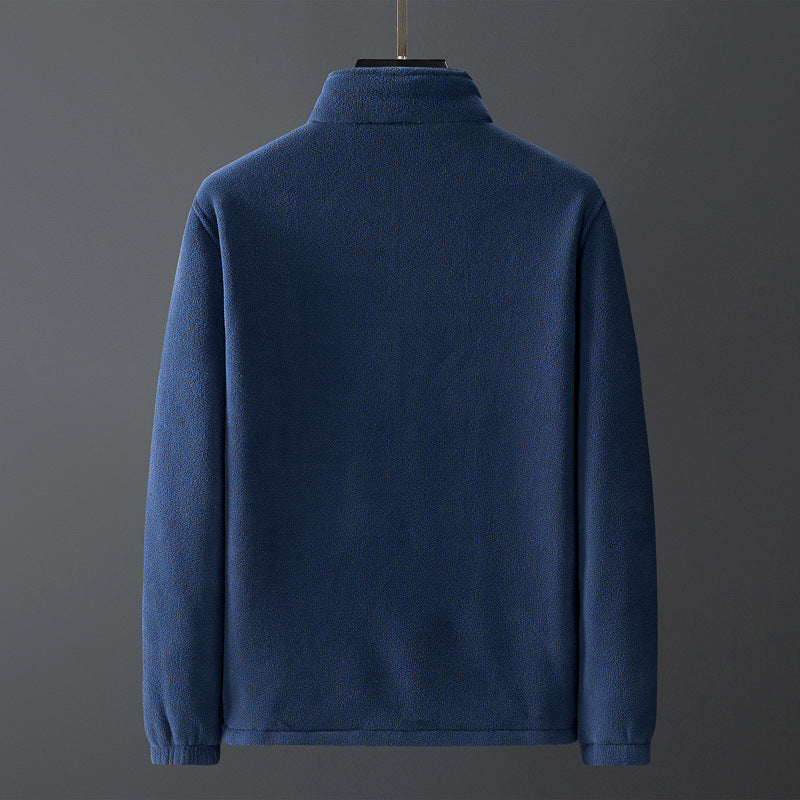 Herren Thermo-Fleecejacke mit Teddy-Innenfutter, verdecktem Reißverschluss und Stehkragen Drune