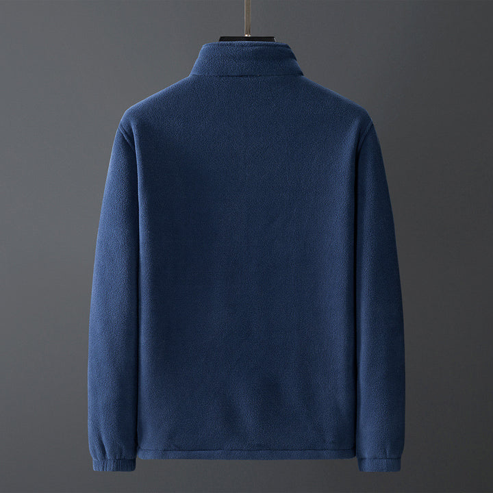 Herren Thermo-Fleecejacke mit Teddy-Innenfutter, verdecktem Reißverschluss und Stehkragen Drune