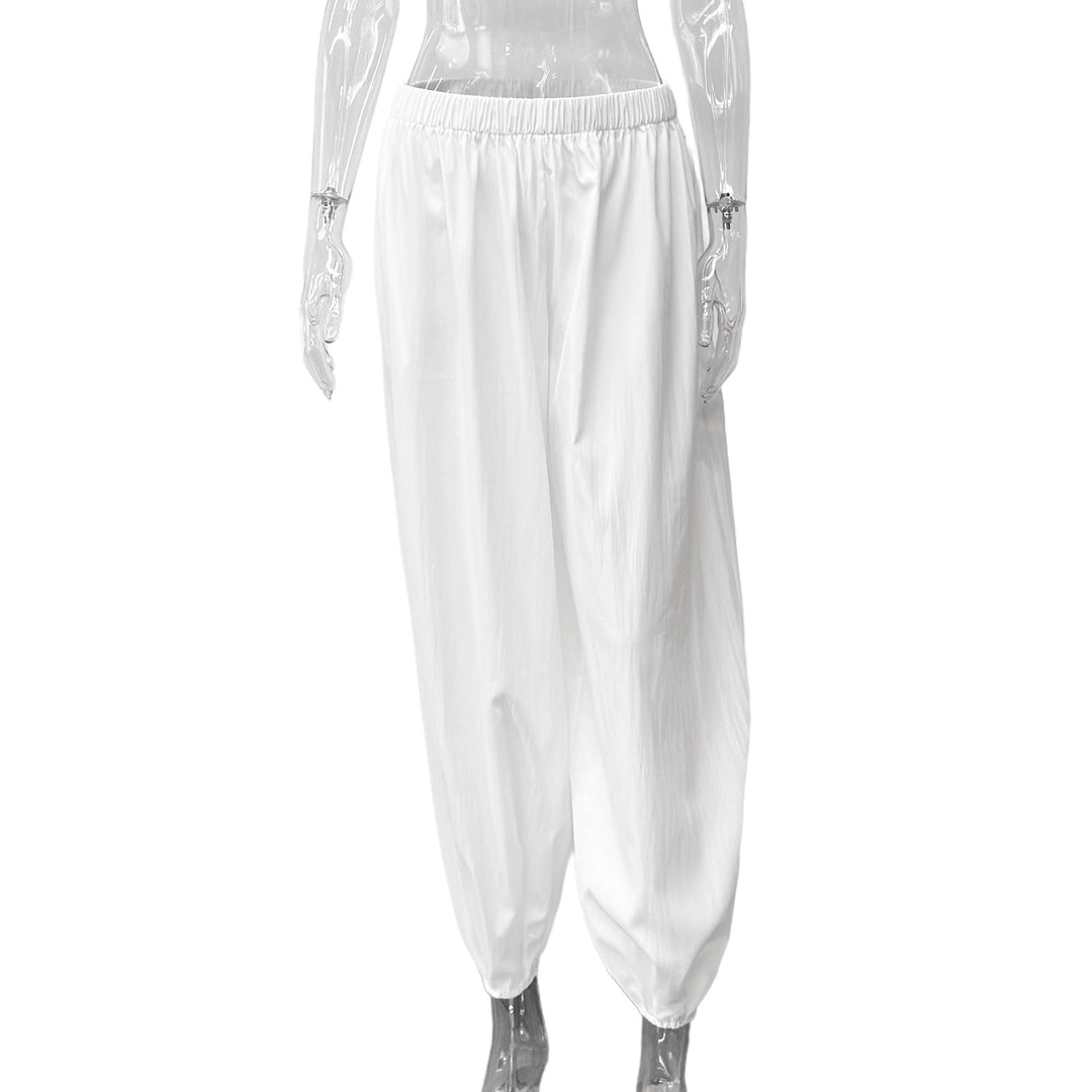 Damen elegante, lockere Pluderhose mit elastischem Bund und weitem Schnitt Drune