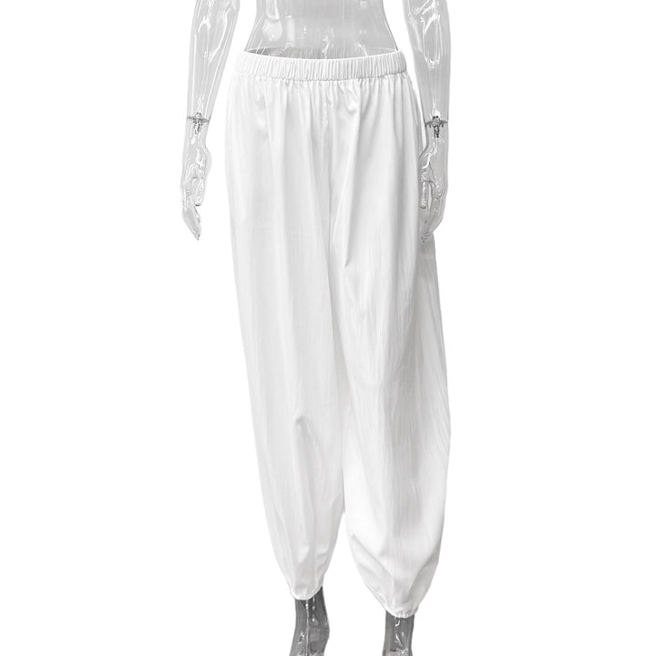 Damen elegante, lockere Pluderhose mit elastischem Bund und weitem Schnitt Drune