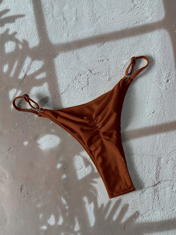 Damen Bikiniunterteil mit modischem Hoher Schnitt und verstellbaren Trägern Drune