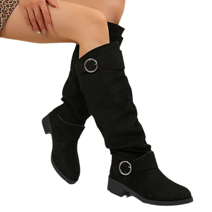 Damen modische Overknee-Stiefel aus Wildleder Drune