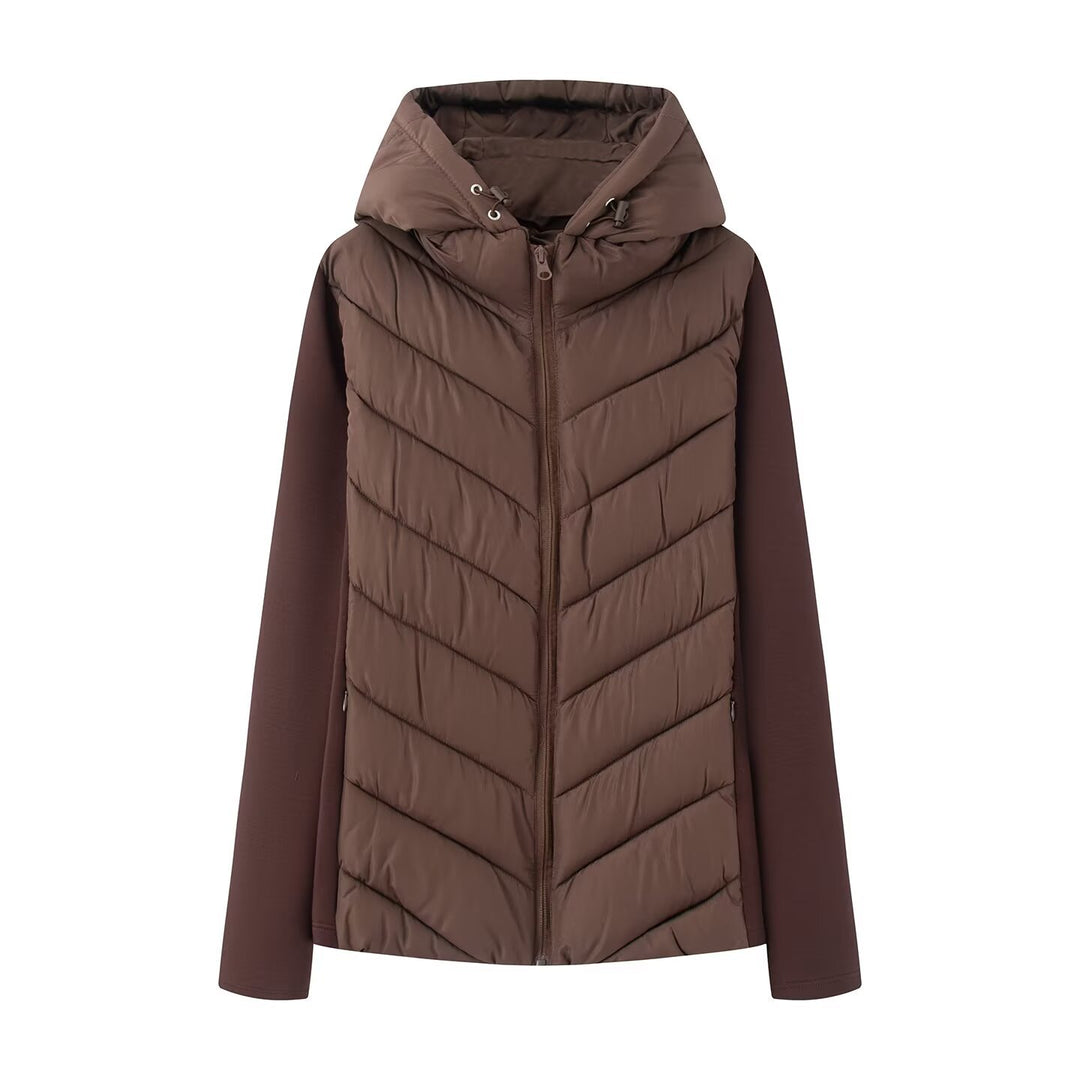 Damen Hybrid-Steppjacke mit Wattierung, Kapuze und elastischen Ärmel-Einsätzen Drune